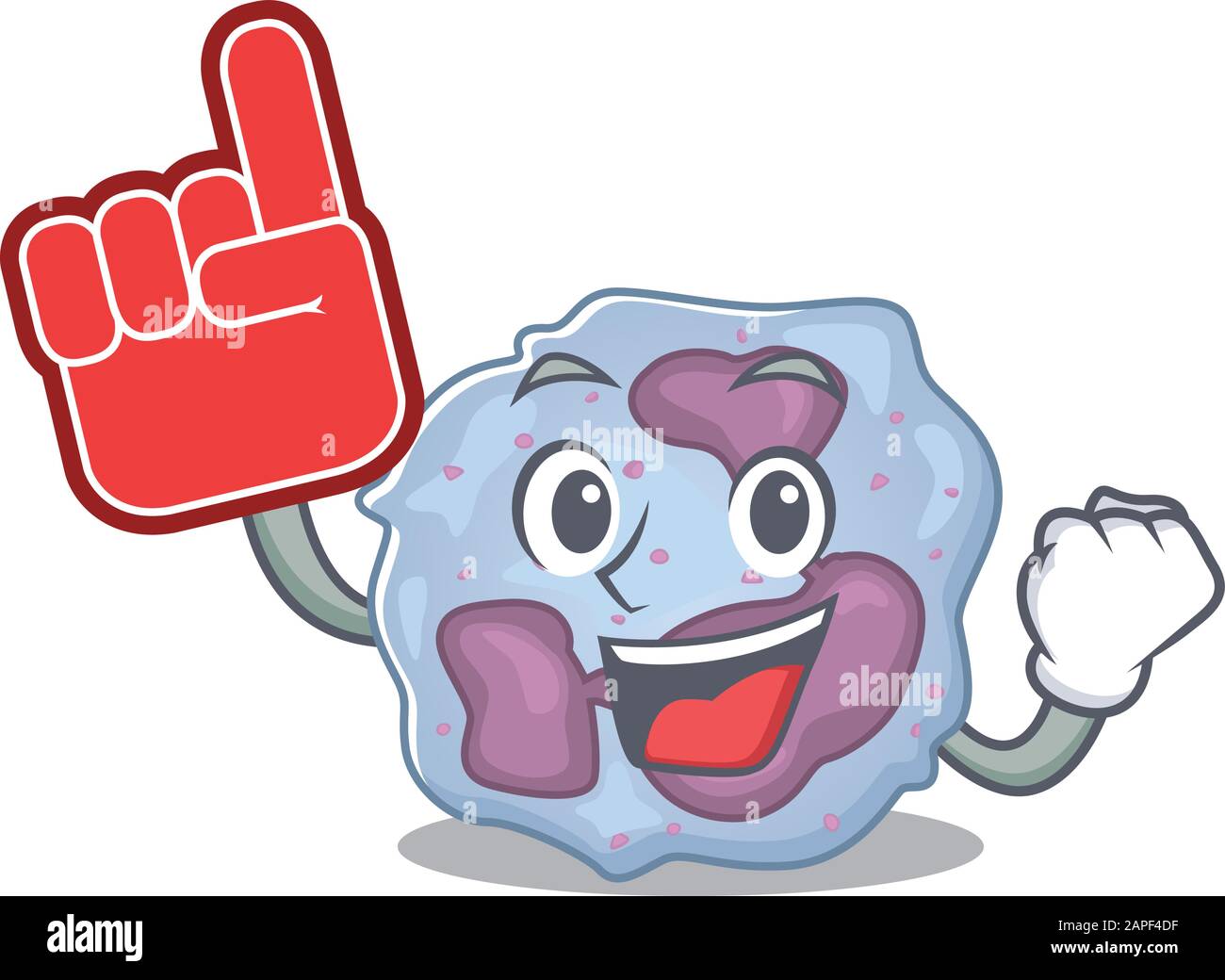 Leukocyte cell mascot cartoon style holding a Foam finger Stock Vector