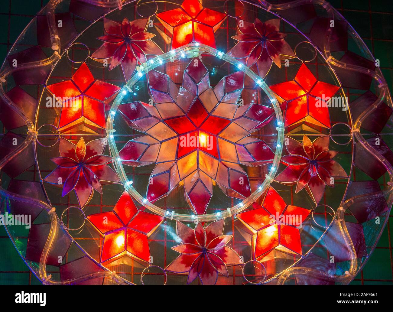 Colorful lanterns in a Christmas market in Las Pinas city , Manila the