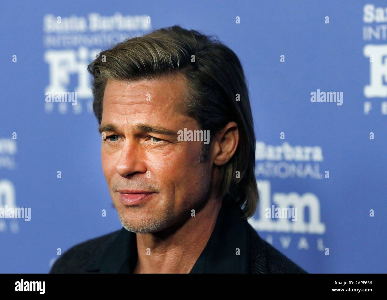 Santa Barbara, California, USA. 22nd January, 2020. Oscar nominated actor Brad Pitt at the Santa Barbara Film Festival in Santa Barbara, CA. Pitt has been nominated for an Academy Award for his role in Once Upon a Time in Hollywood. Credit: Daniel Dreifuss/Alamy Live News Stock Photo