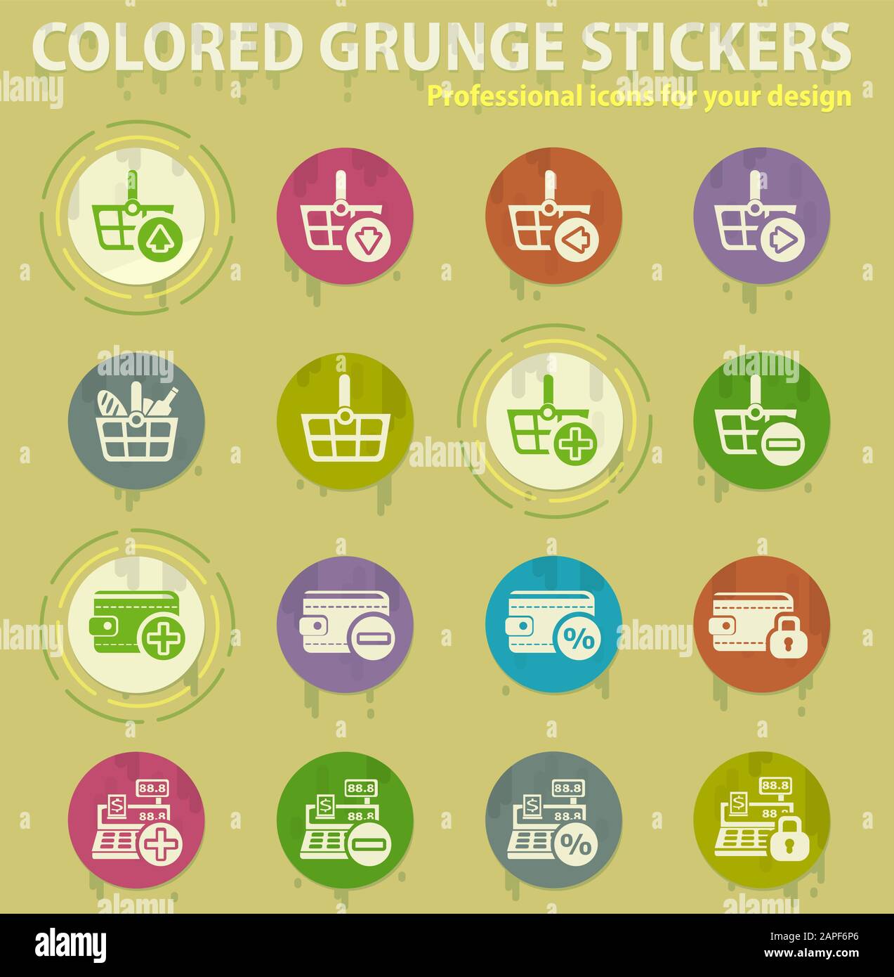 e-commerce colored grunge icons Stock Vector