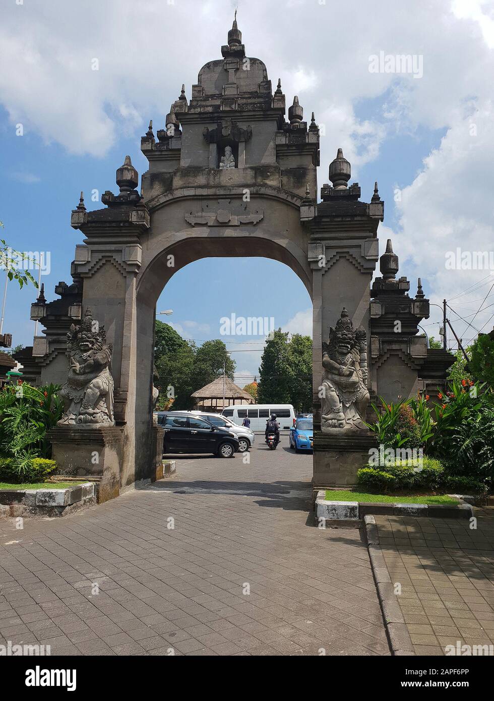 Street entrance to the Pura Taman Ayun Temple, Mengwi, Bali, Indonesia Stock Photo