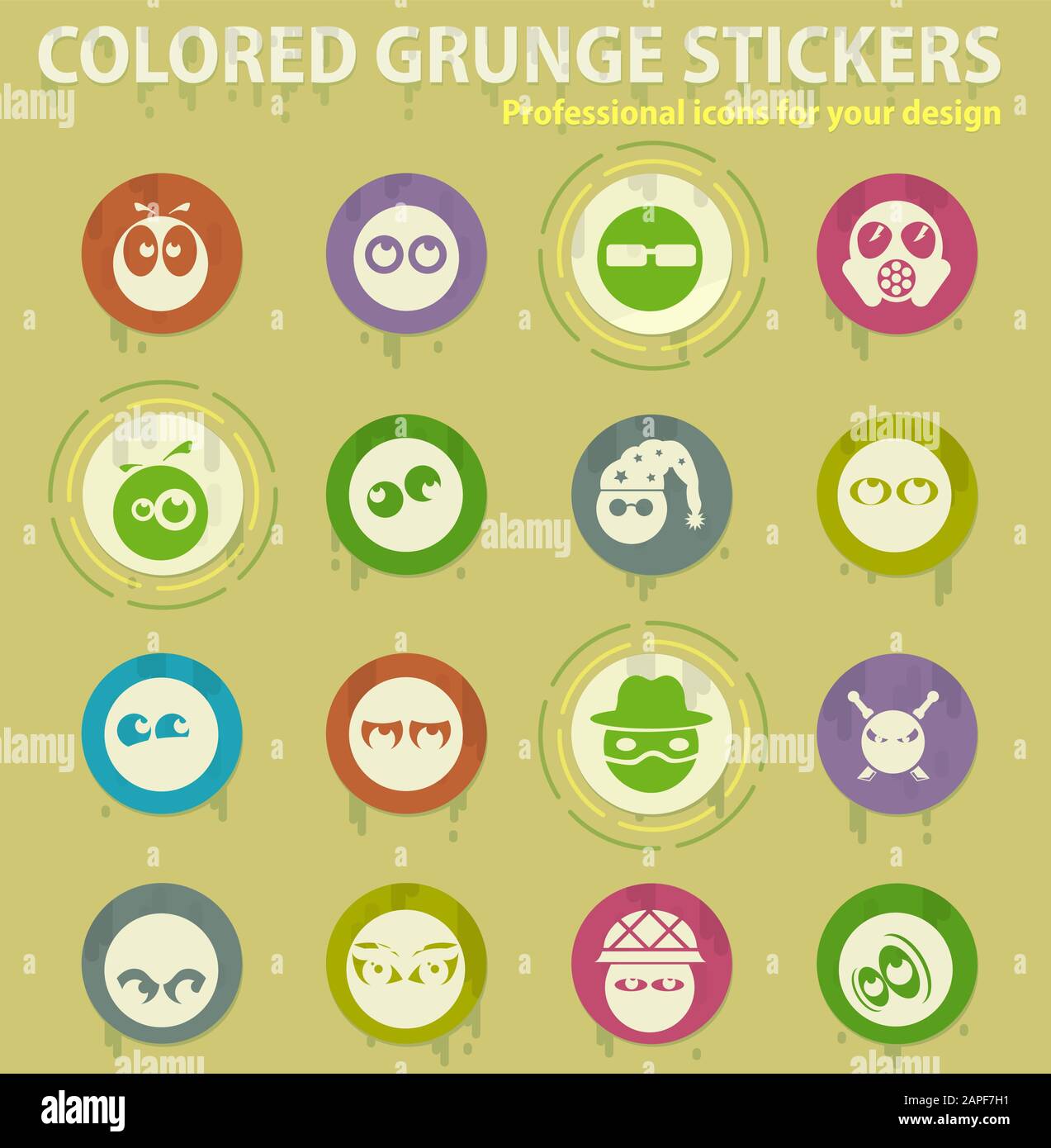 emotions colored grunge icons Stock Vector Image & Art - Alamy