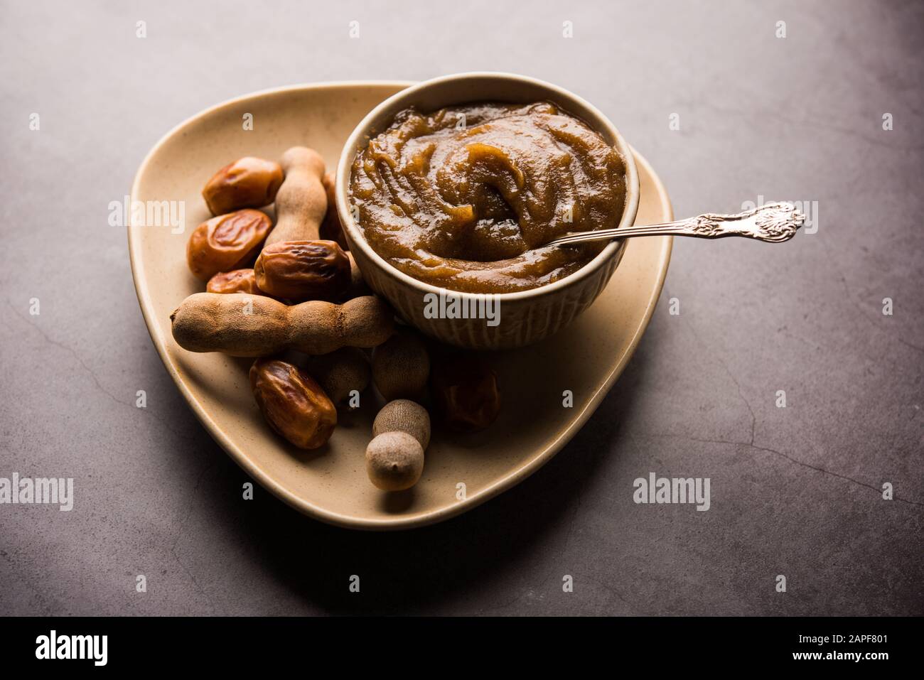 Dates Tamarind Chutney Khajoor crushed to paste and mixed with Imli