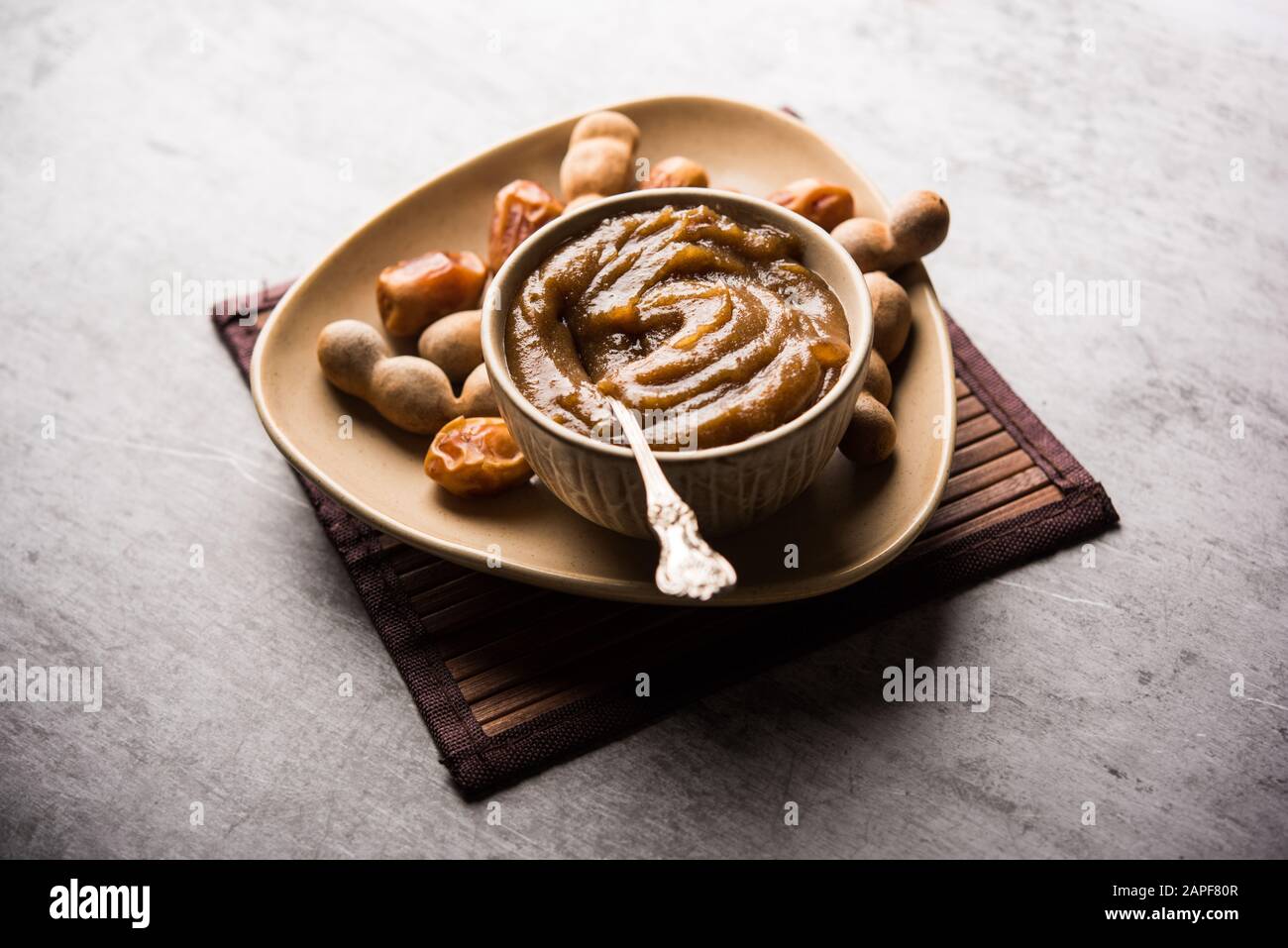 Dates Tamarind Chutney Khajoor crushed to paste and mixed with Imli