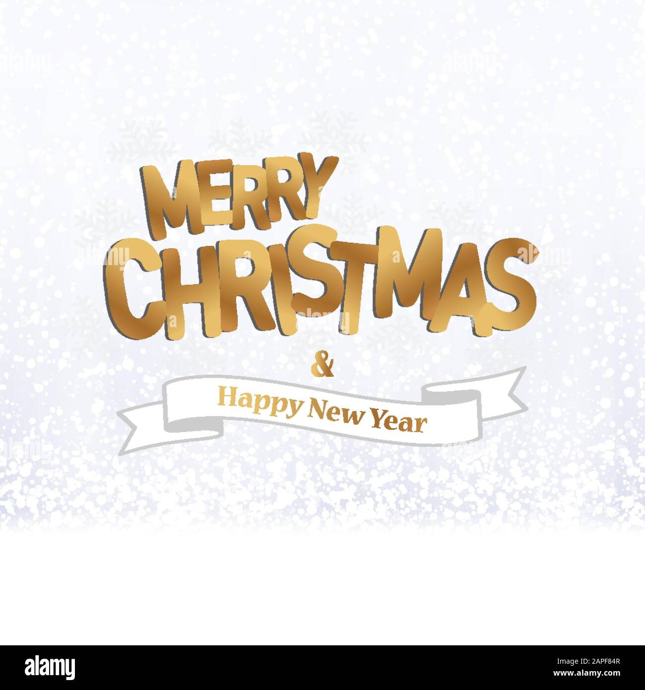 merry christmas and happy new year greetings with snow flakes ...