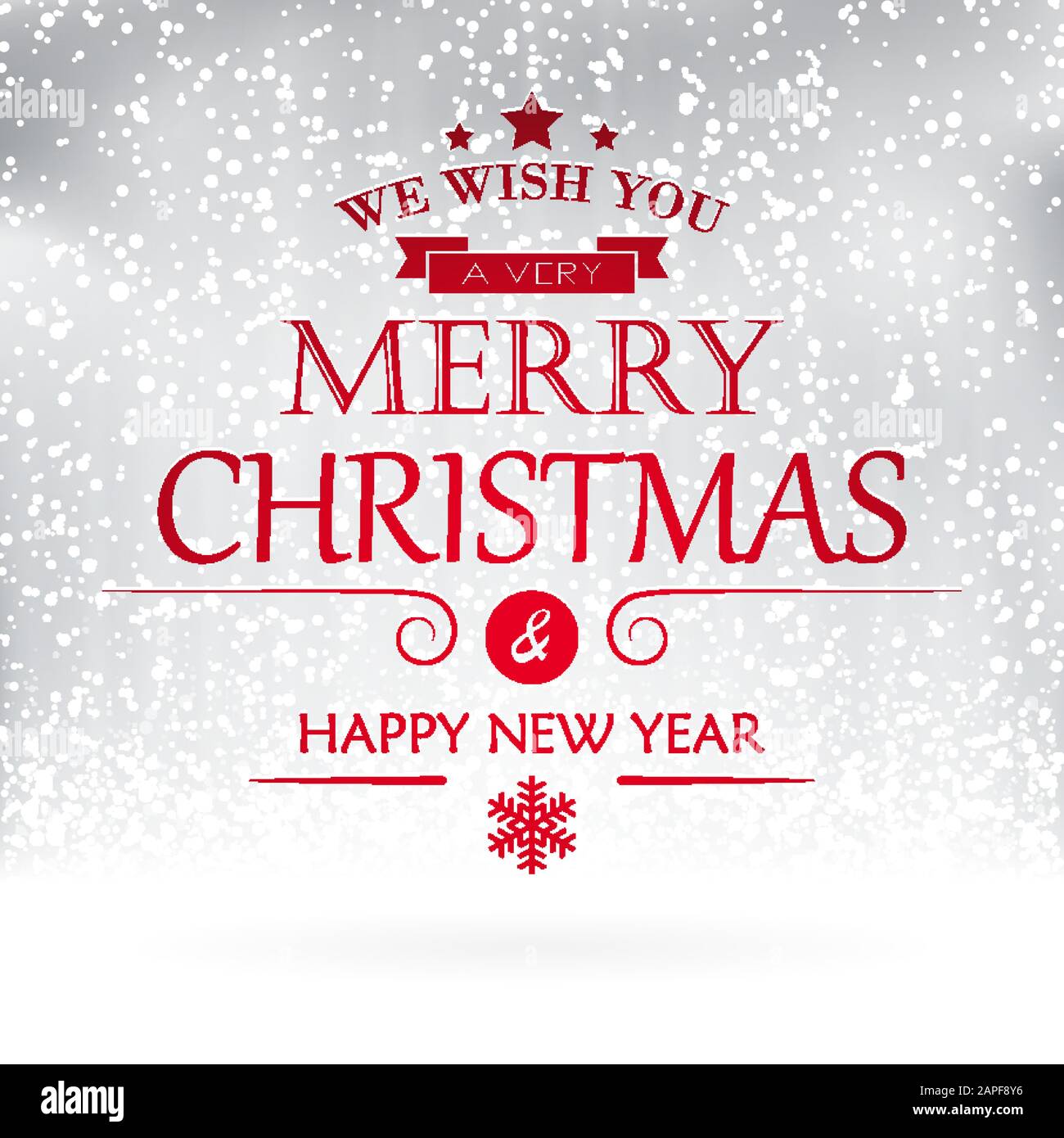 merry christmas and happy new year greetings with snow flakes ...