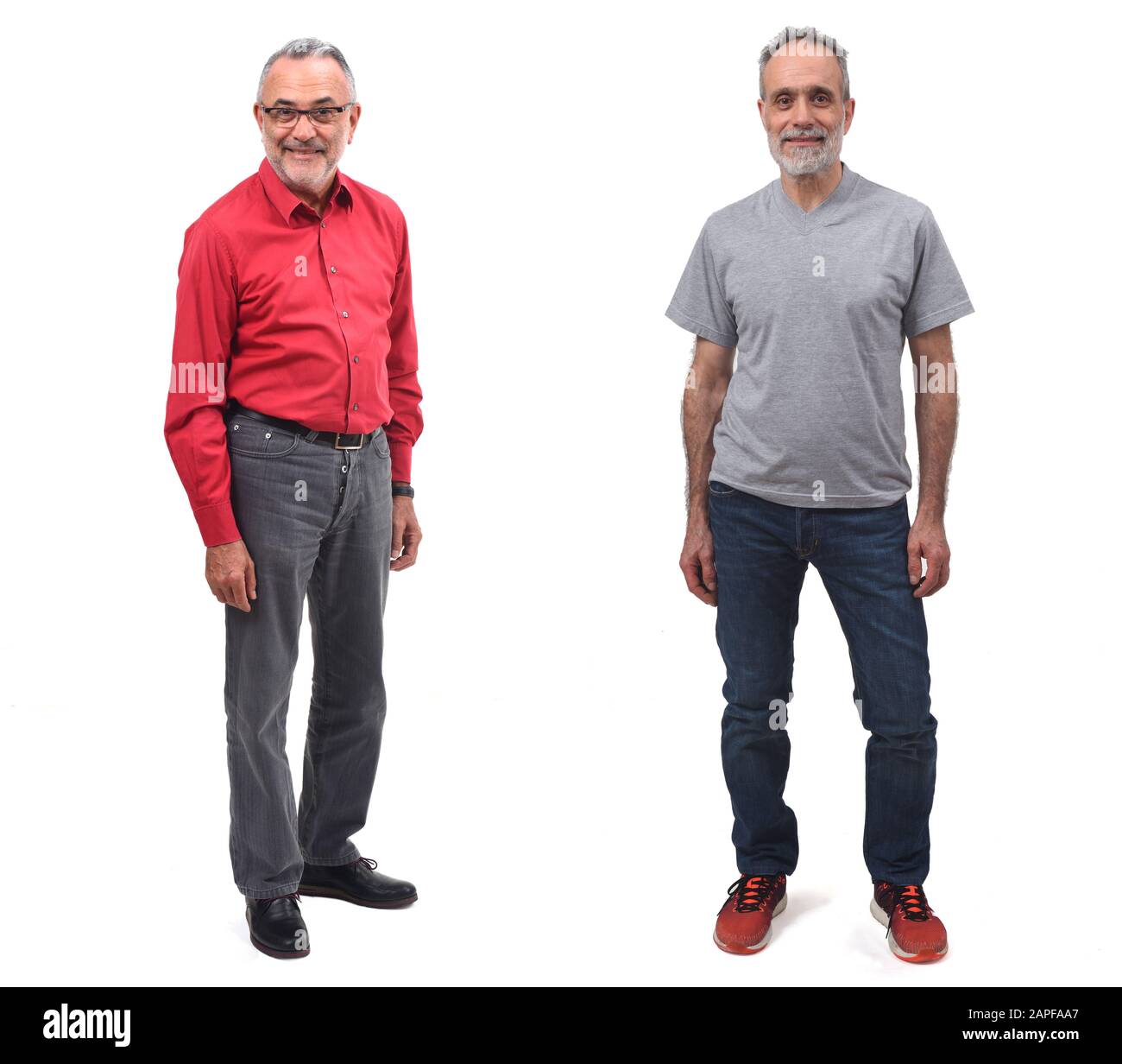 portrait of two men on white background Stock Photo - Alamy