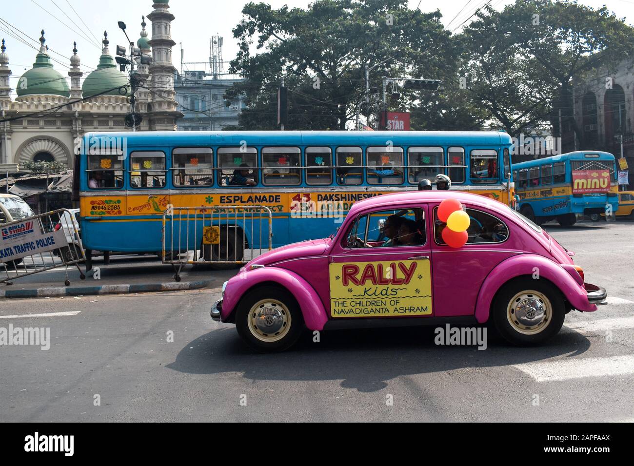 Vintage Car Rally in Kolkata, India. Stock Photo
