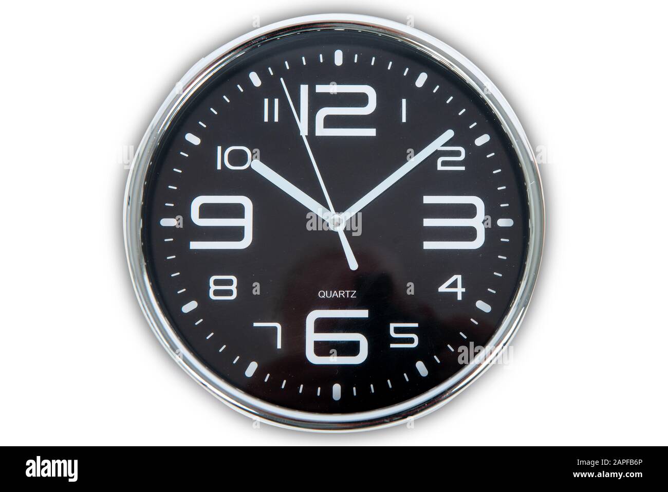 black wall clock isolated on the white background Stock Photo