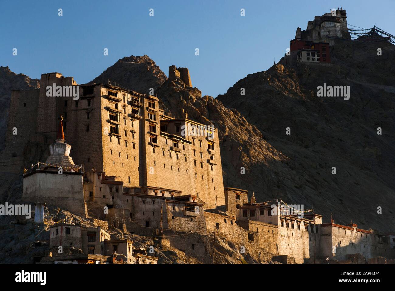 Morning view of The royal palace, also Leh Palace, at morning, Leh, capital of Ladakh, Ladakh, india, South Asia, Asia Stock Photo