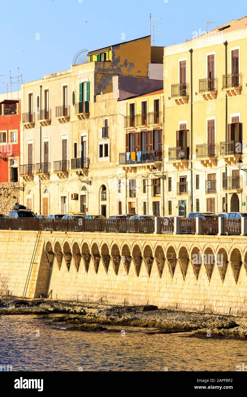 Ortigia waterfront, Syracuse, Sicily Stock Photo Alamy