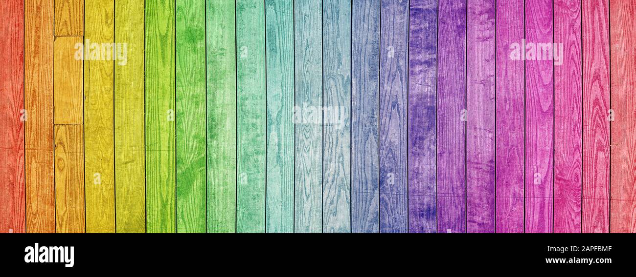 Colorful painted natural wood with grains for background, banner and texture Stock Photo