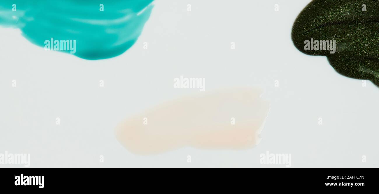 Clear brown paint stroke isolated on white background close up view Stock Photo
