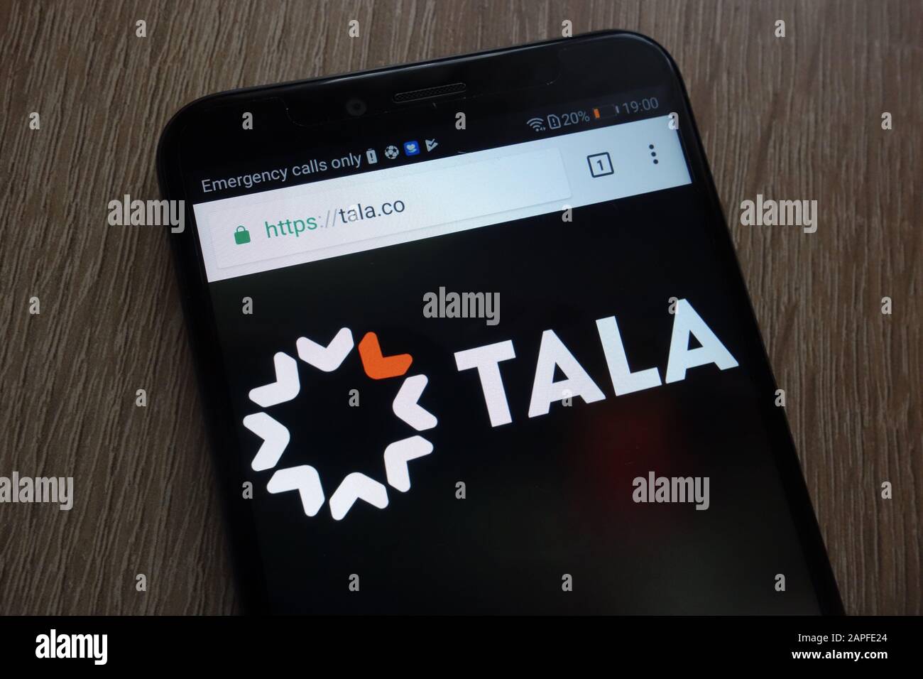 Tala fintech company website displayed on a modern smartphone Stock Photo