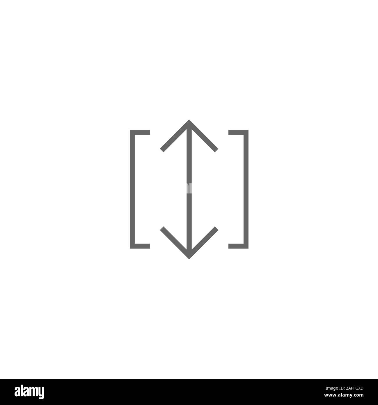 Flip Vertical vector icon. Two thin black opposite arrows in black circle isolated on white. Flat icon. Exchange icon. Stock Vector