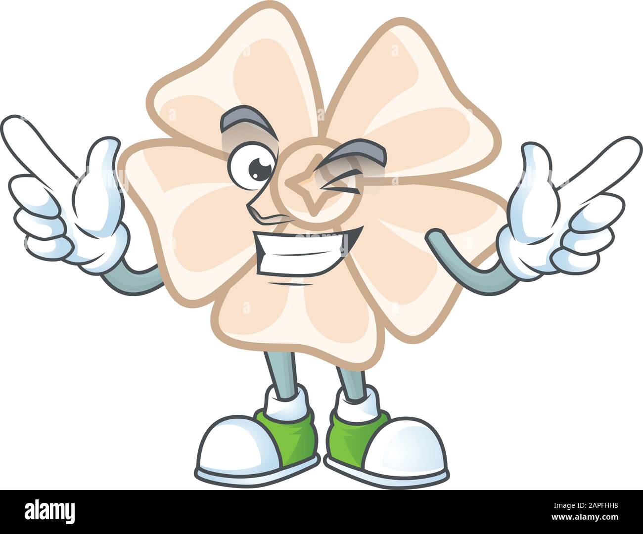Funny face chinese white flower cartoon character style with Wink eye ...
