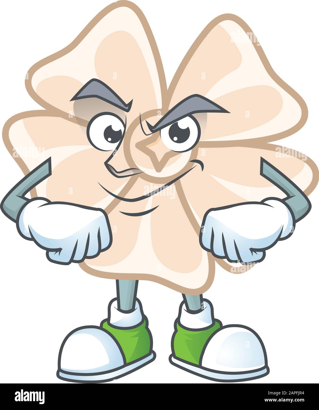 Chinese white flower mascot cartoon character style with Smirking face ...