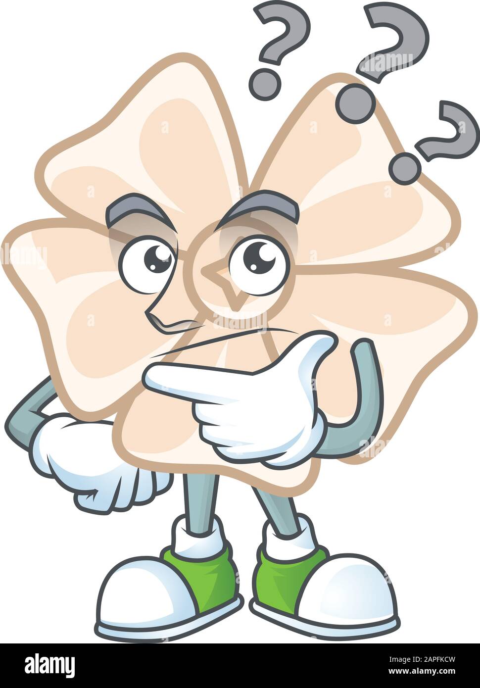 Chinese white flower cartoon mascot style with confuse gesture Stock ...