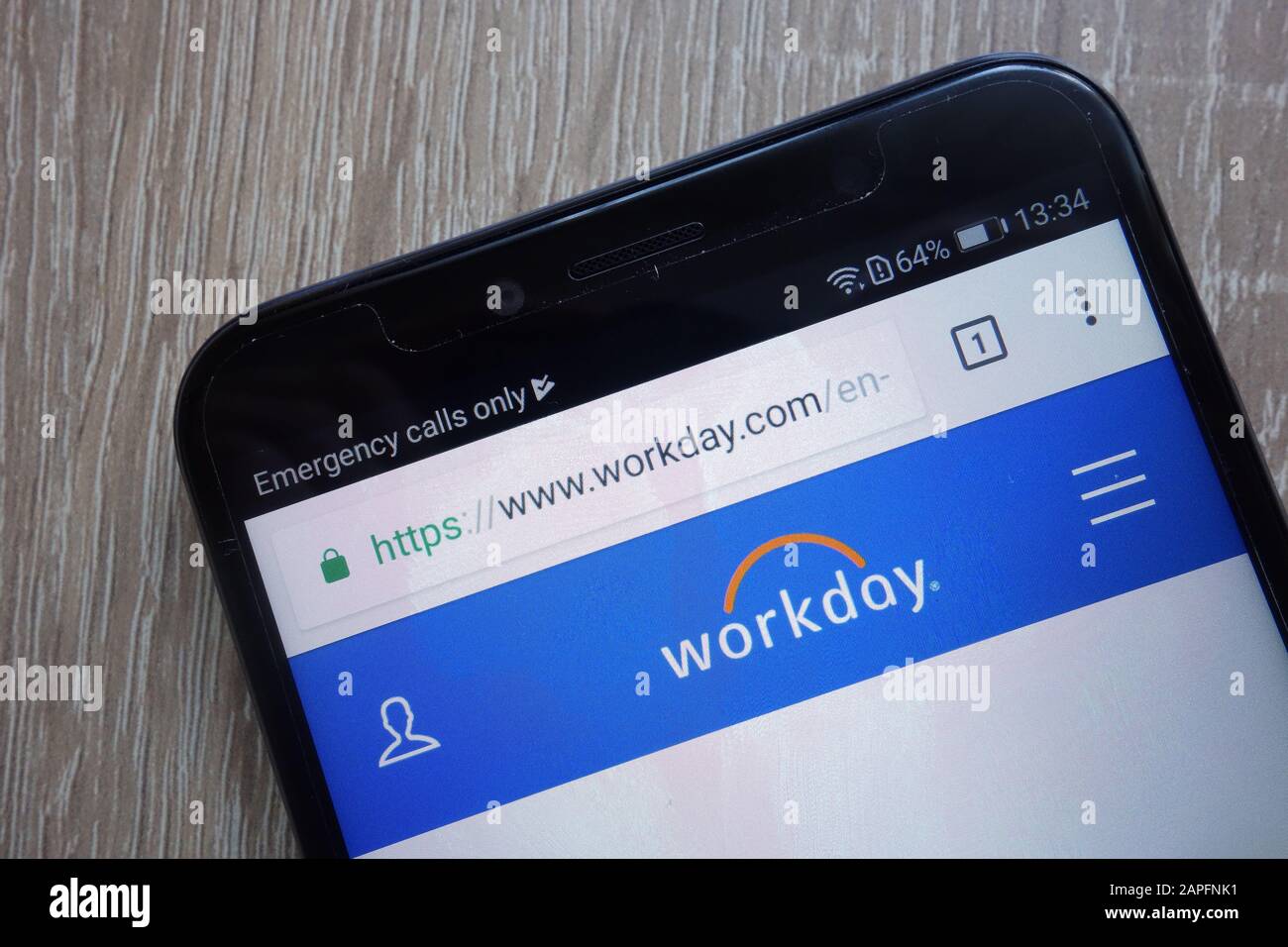 Workday website displayed on a modern smartphone Stock Photo