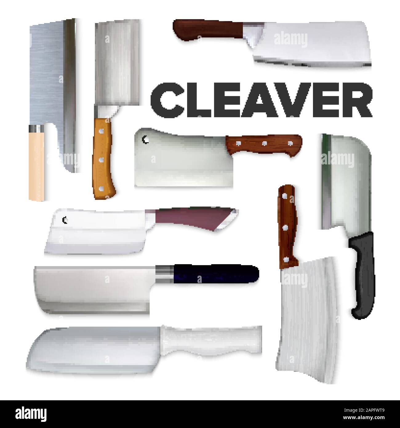 Cleaver Large Meat Knife Collection Set Vector Stock Vector Image & Art