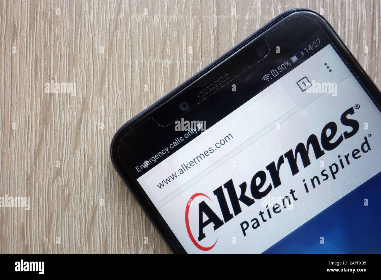 Alkermes company website displayed on a modern smartphone Stock Photo