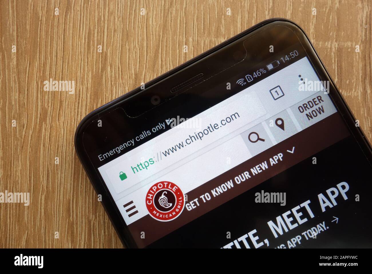 Chipotle website displayed on a modern smartphone Stock Photo