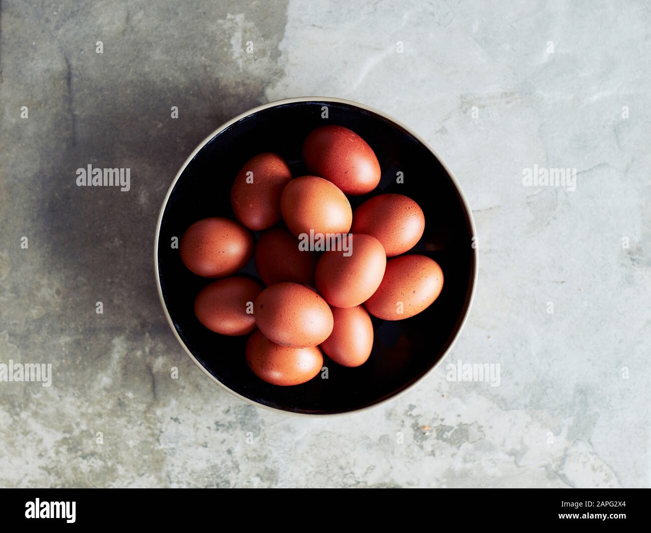 Bowl of chicken eggs Stock Photo