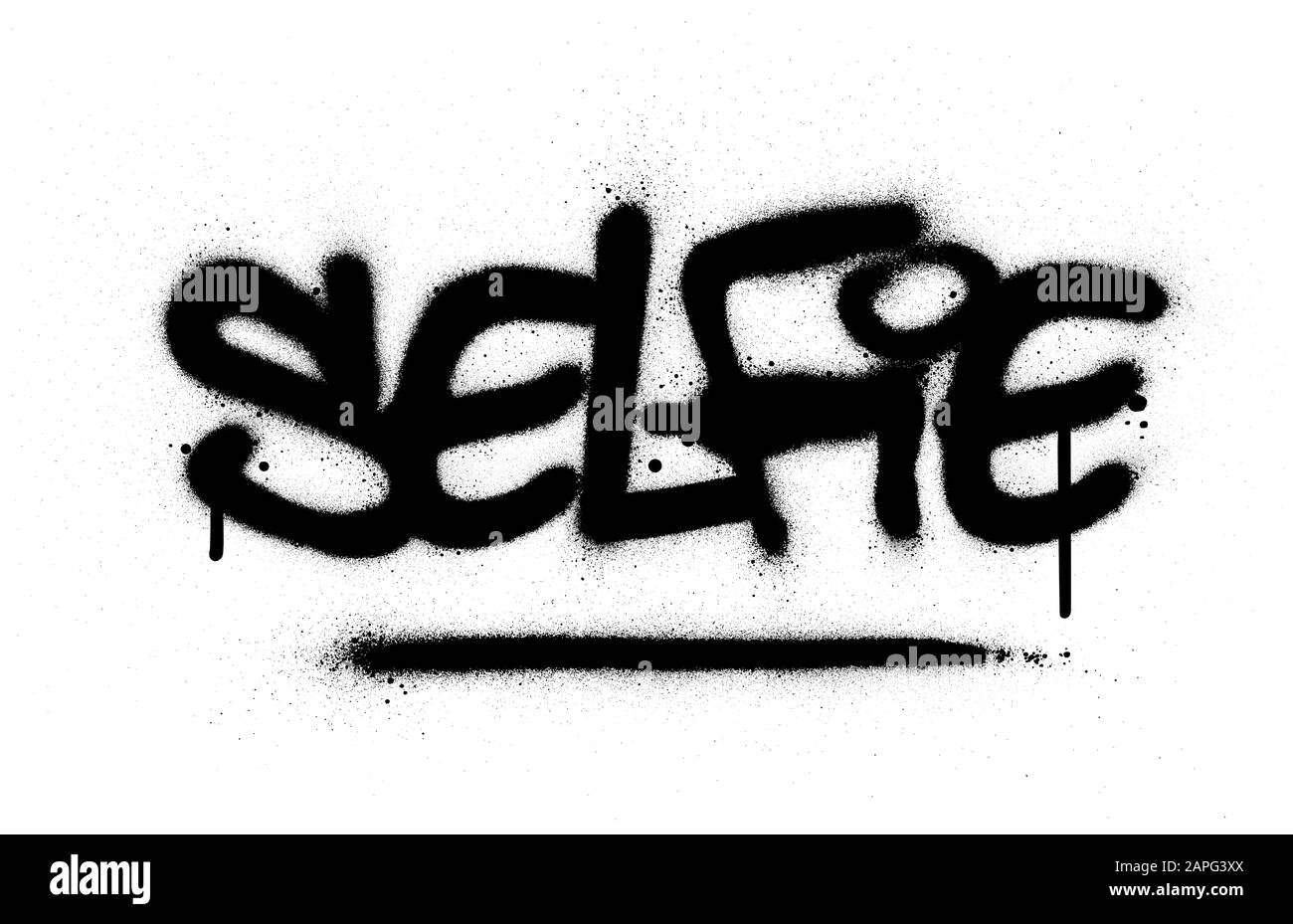 graffiti selfie word sprayed in black over white Stock Vector Image