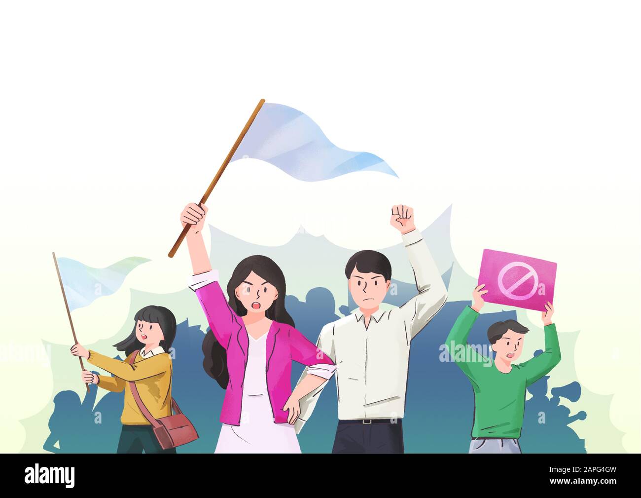 Boycott, group of people are demonstrating protest with placards and