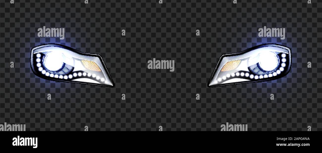 Car Headlight Xenon And Led Type Lamps Vector Stock Vector Image & Art