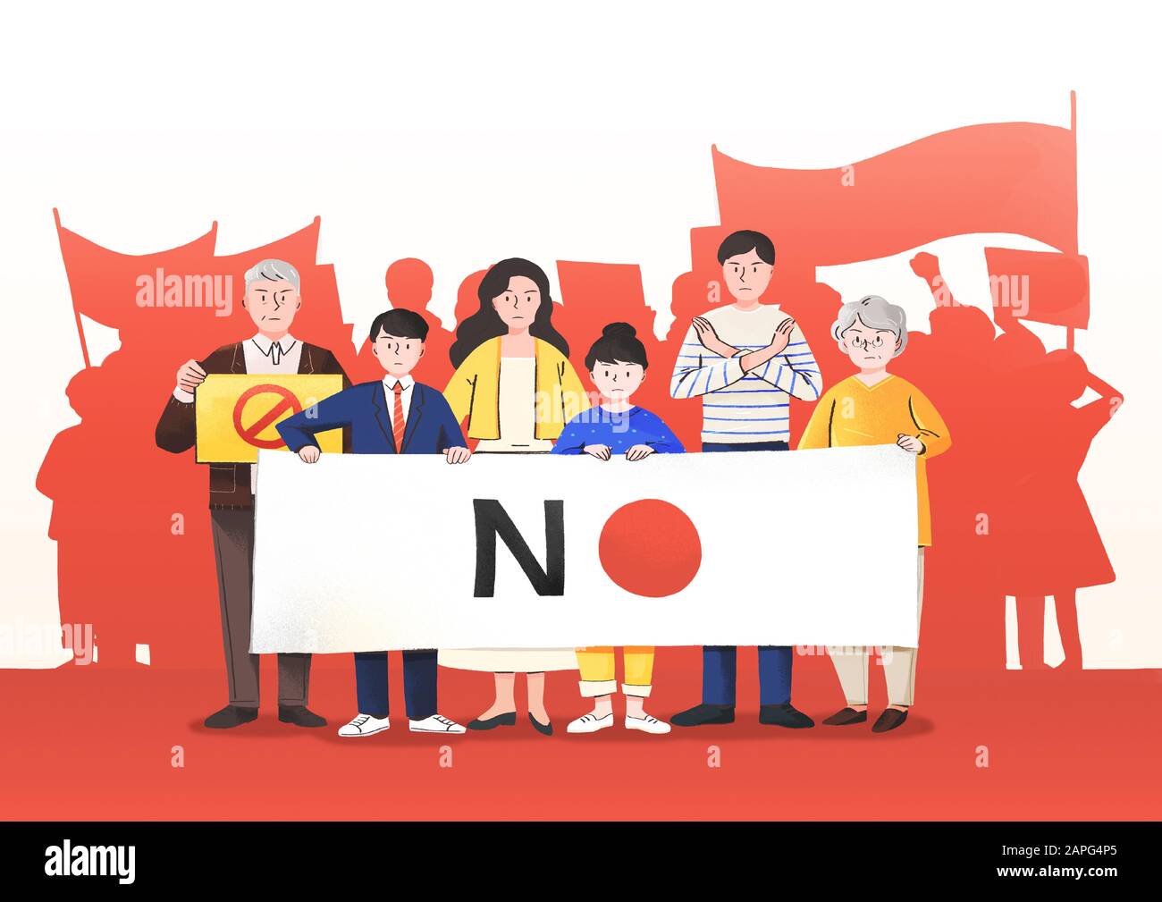 Boycott, group of people are demonstrating protest with placards and