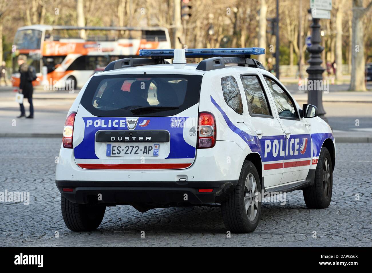 Police car patrologies in Paris France Stock Photo Alamy