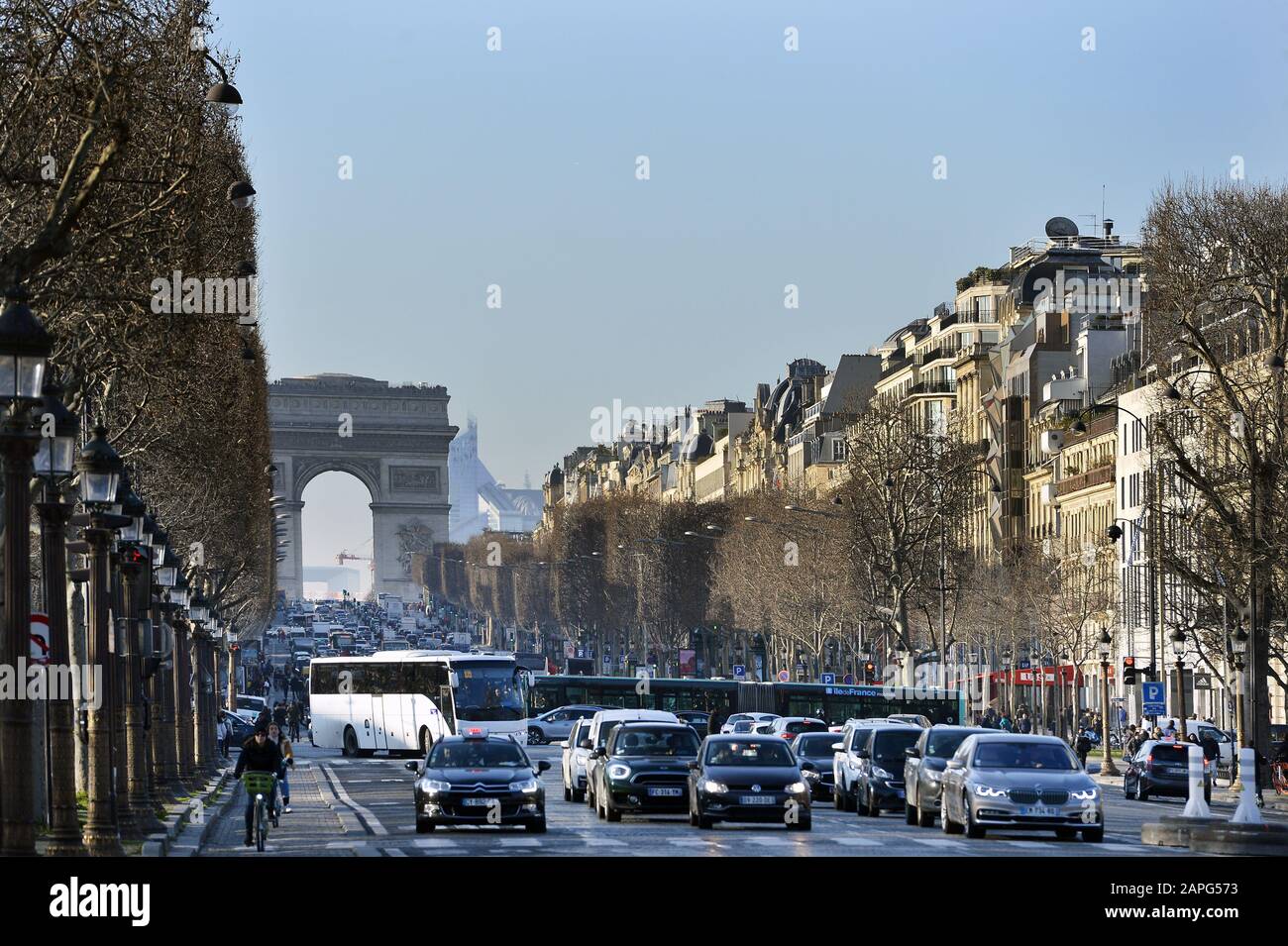 Champs Elysée in winter - Paris - France Stock Photo