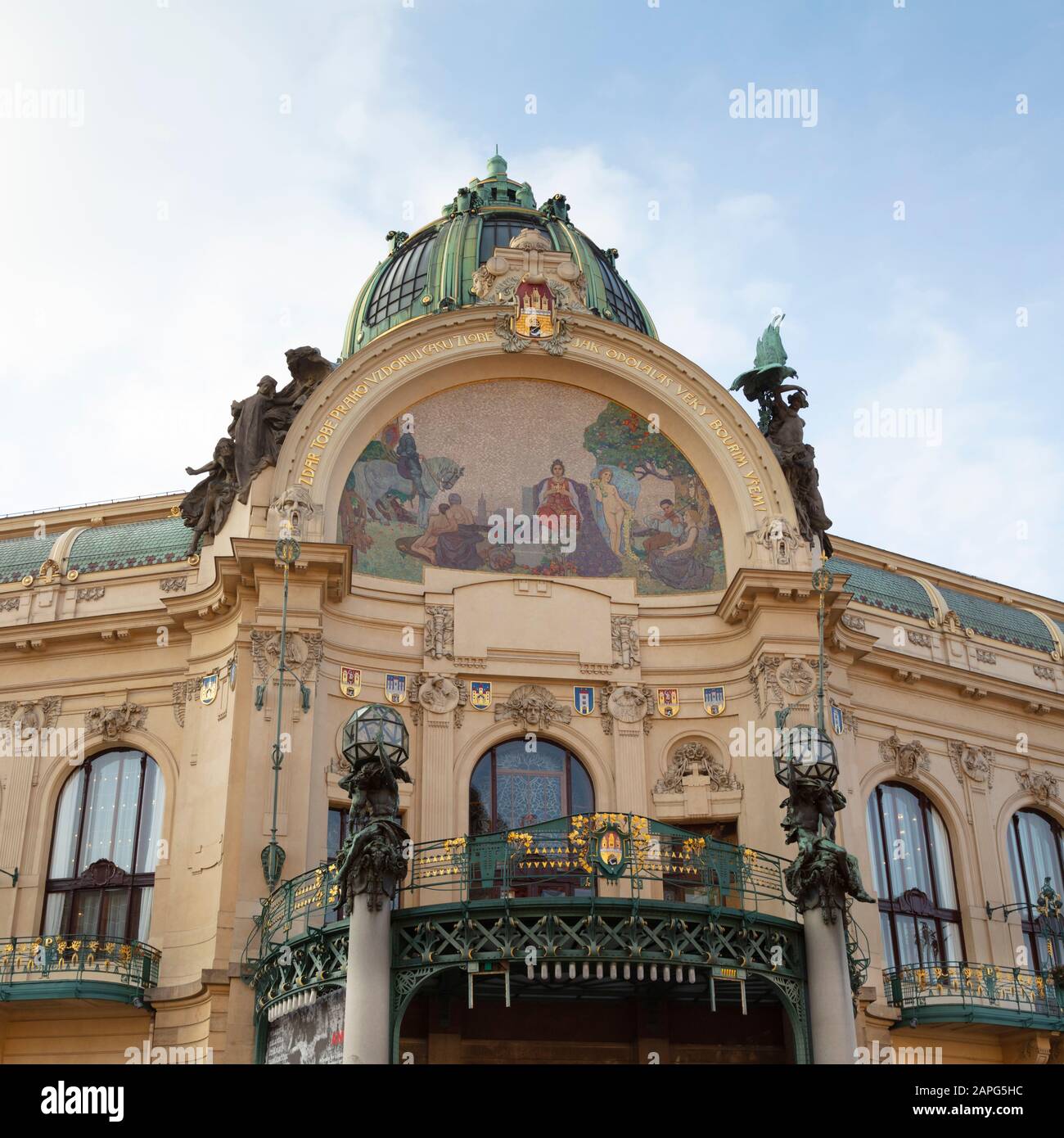Art nouveau building, Prague, Bohemia, Czech Republic, Europe Stock