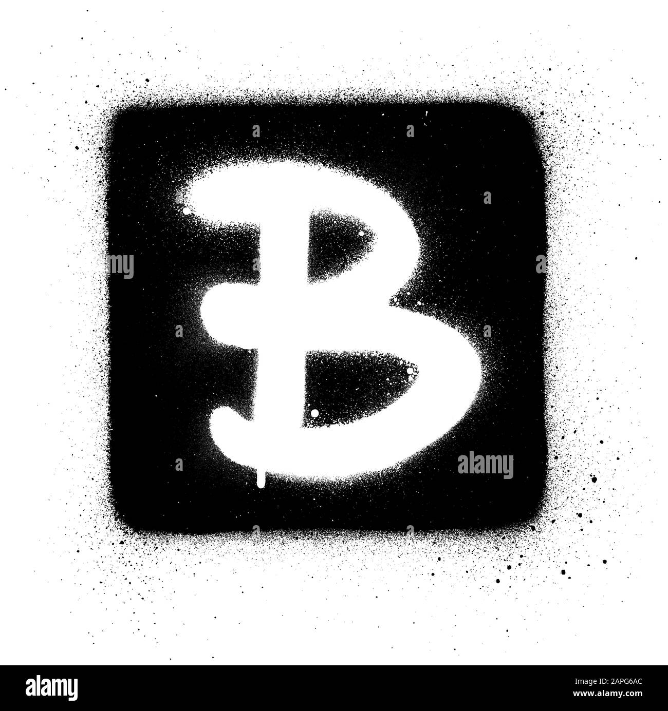 Graffiti B Font Sprayed In White Over Black Square Stock Vector Image Art Alamy