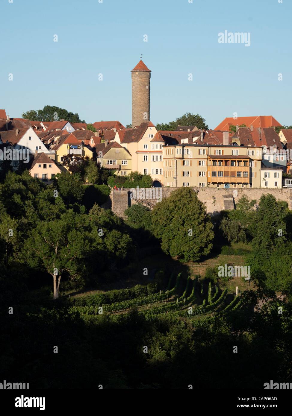 Blick auf Altstadt, Rothenburg ob der Tauber, Mittelfranken, Franken, Bayern, Deutschland | View of Rothenburg ob der Tauber, Franconia, Bavaria, Germ Stock Photo