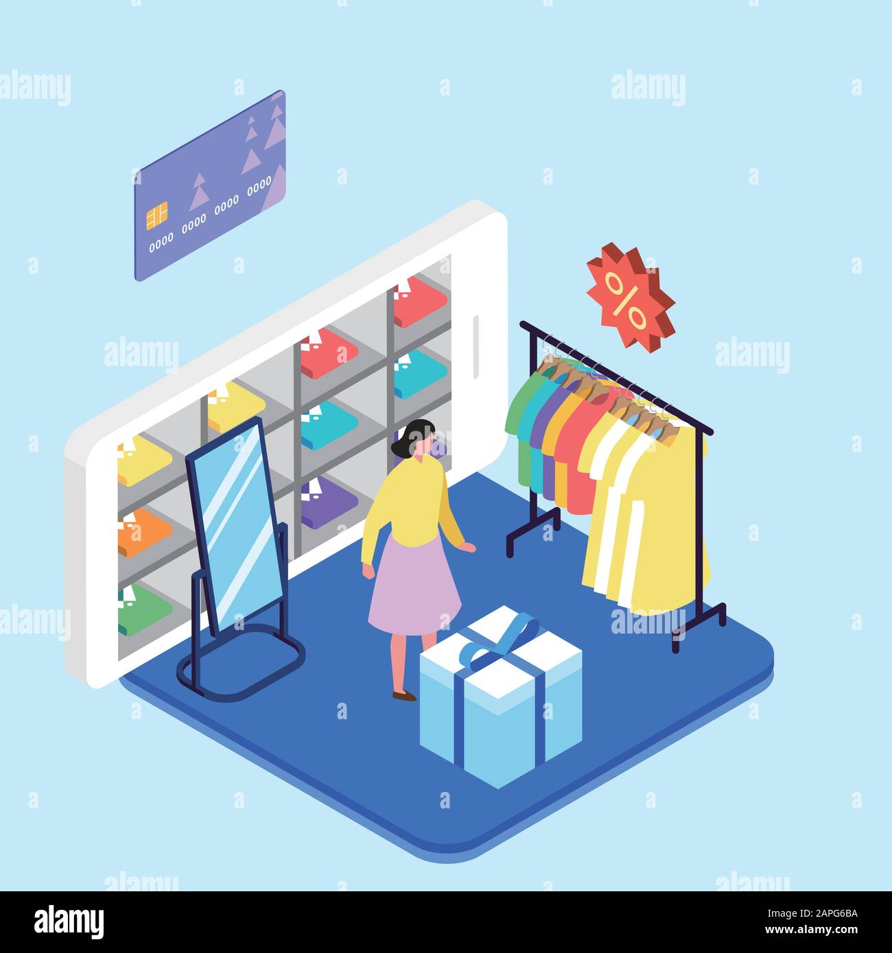 Flat isometric Smart mobile life concept illustration 004 Stock Vector