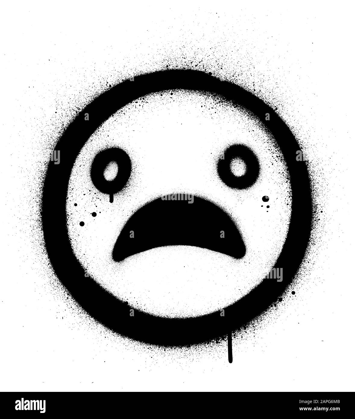 Graffiti Sad Face Icon Sprayed In Black Over White Stock Vector Image Art Alamy