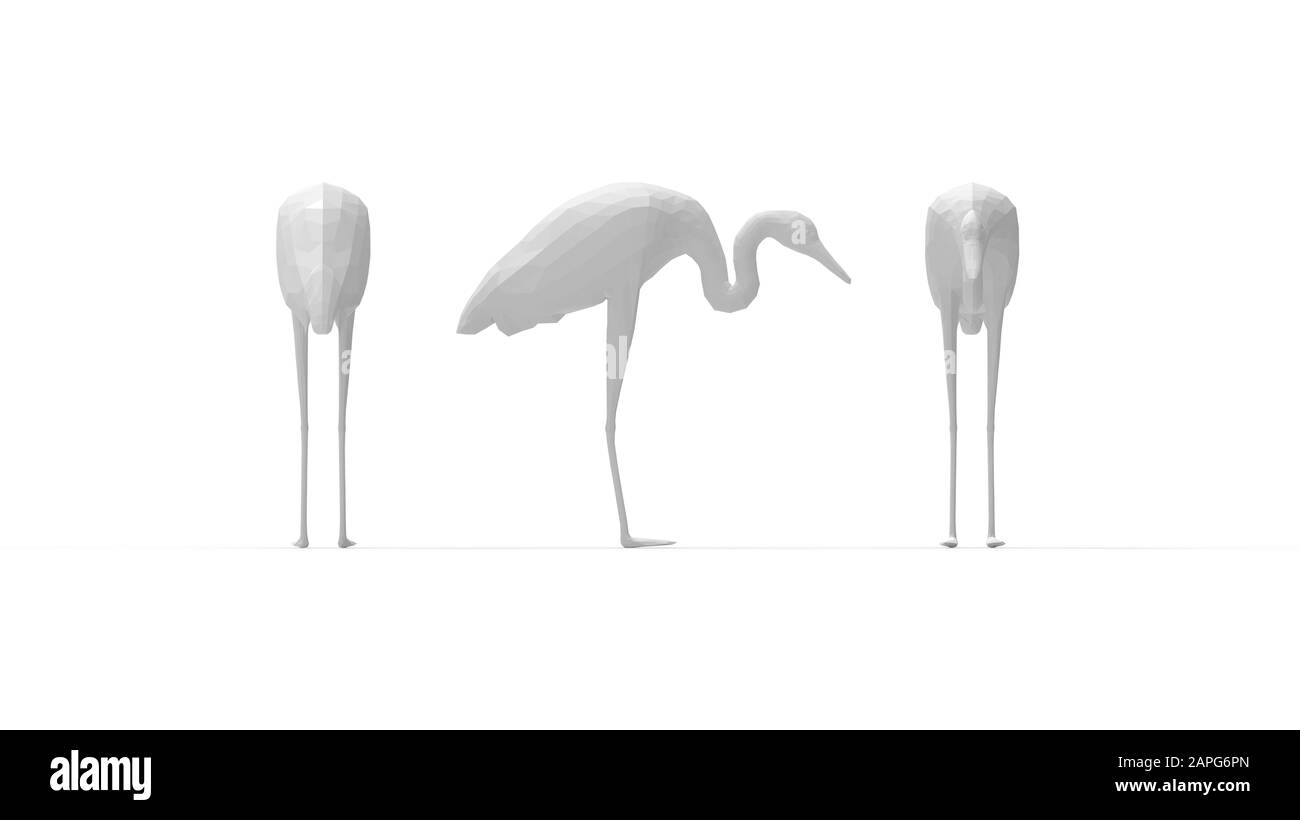 3D rendering of a heron isolated on white background Stock Photo