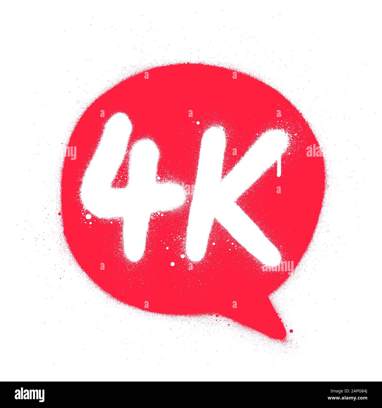 graffiti 4K abbreviation sprayed in white over red text balloon Stock Vector