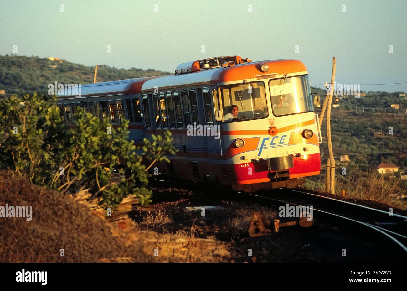 Italy Sicily Circumetnea railway Stock Photo