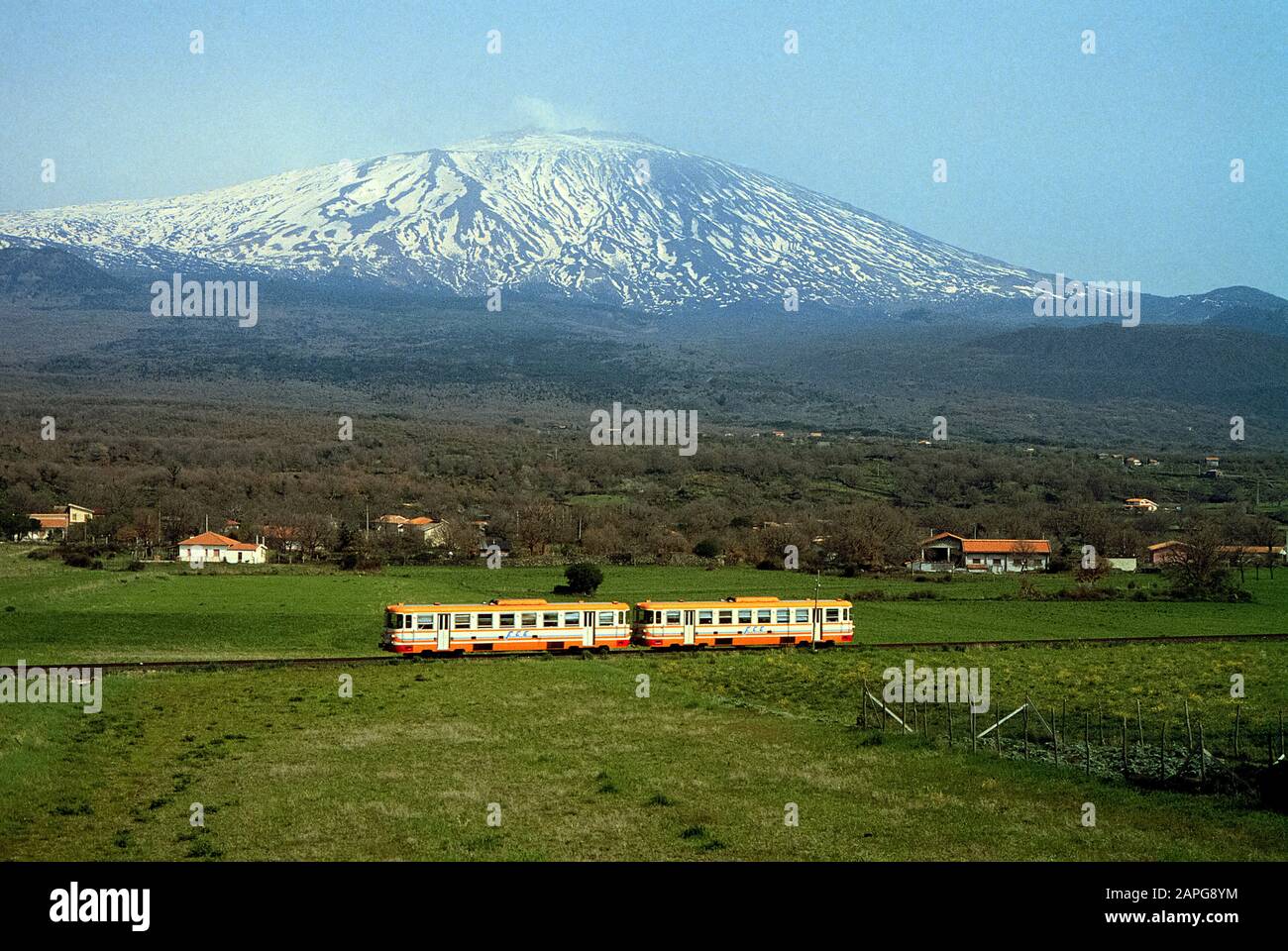 Italy Sicily Circumetnea railway Stock Photo