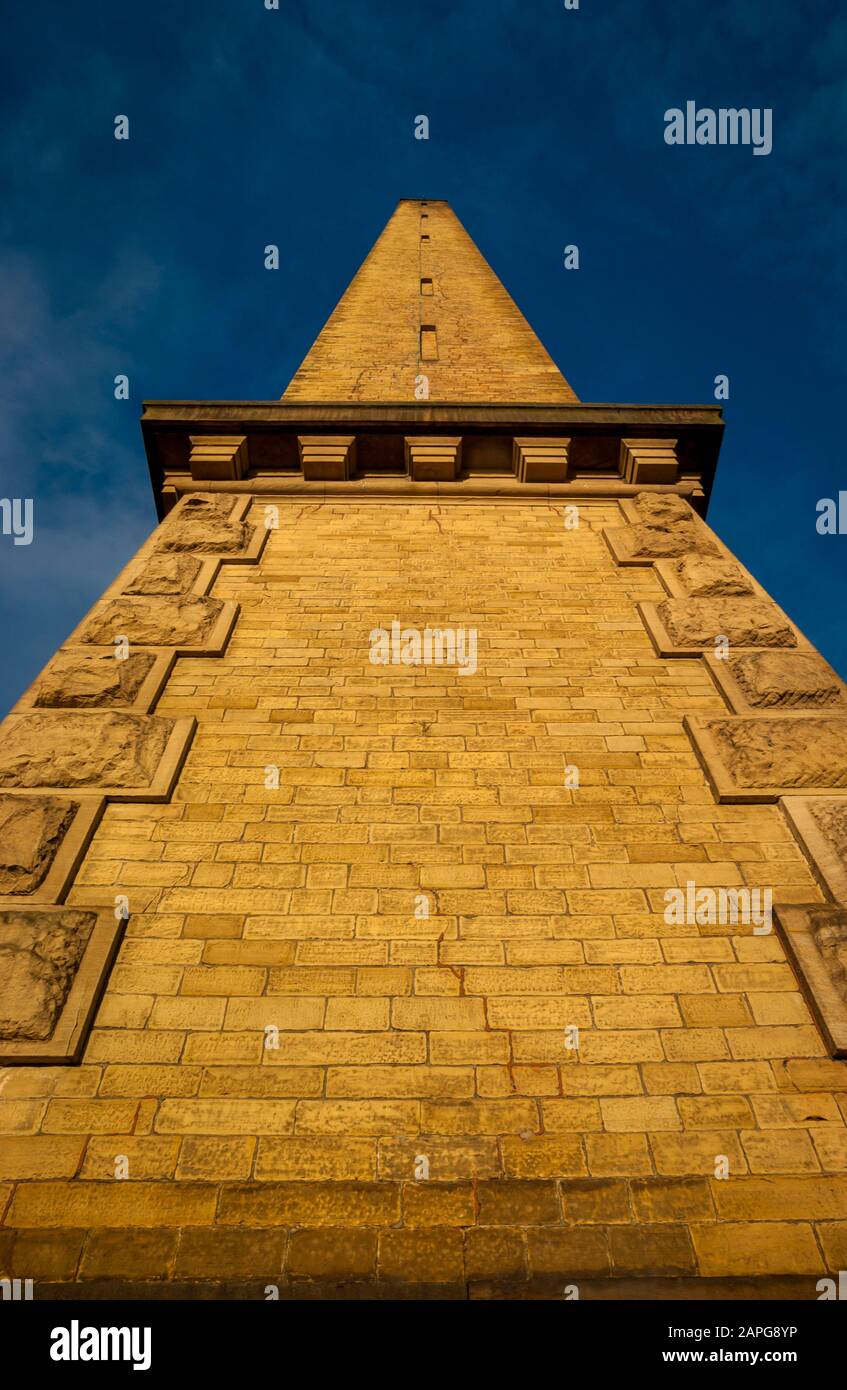 Salts Mill chimney (Listed Grade II) 68 metres high and built of hammer