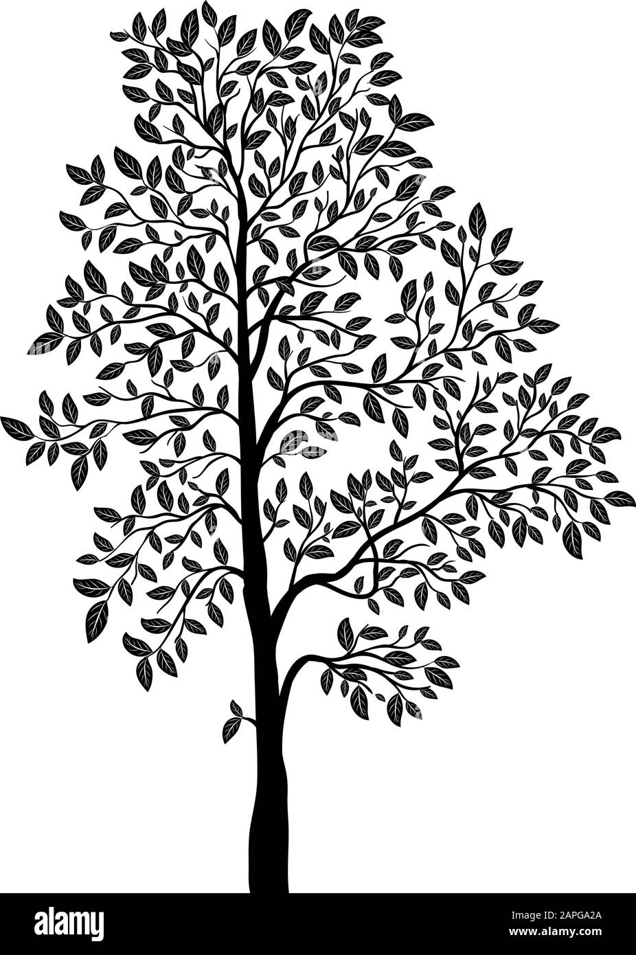 Tree with leaves silhouette vector Stock Vector Image & Art - Alamy