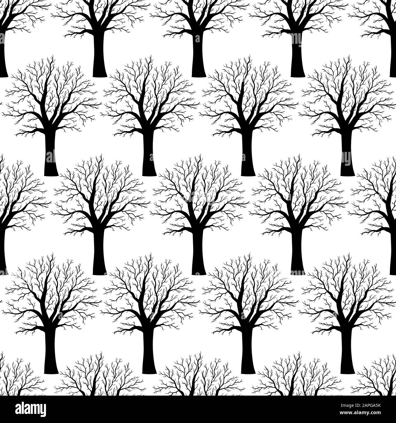 Nature seamless pattern background with tree silhouettes vector Stock ...