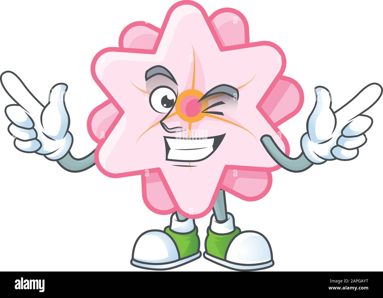 Funny face chinese pink flower cartoon character style with Wink eye ...