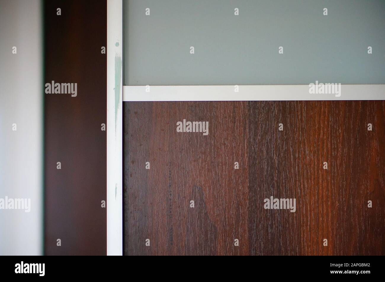 Wooden office wall with a window Stock Photo - Alamy