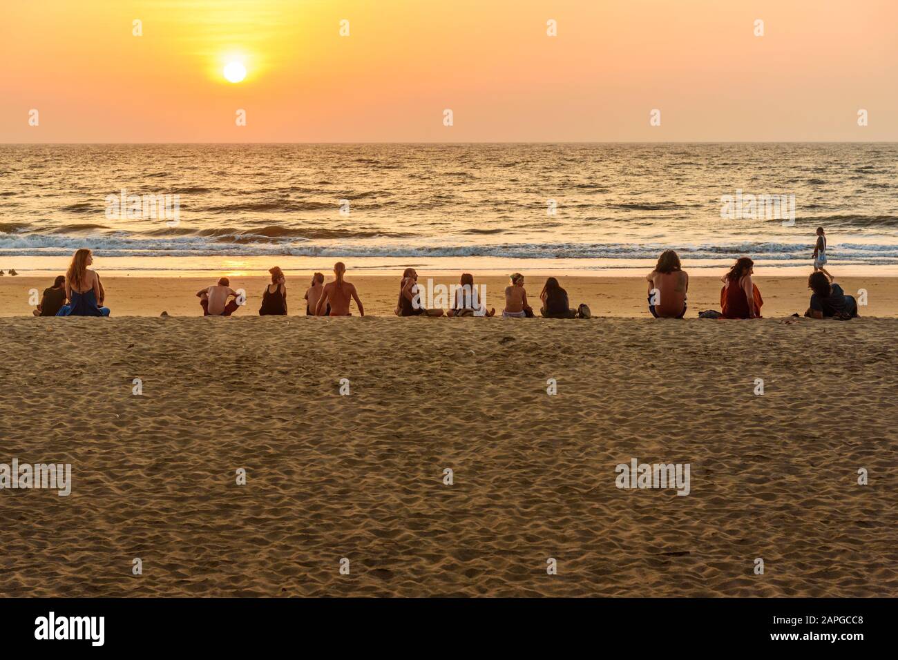Sunset on Kudle Beach in Gokarna. India Stock Photo