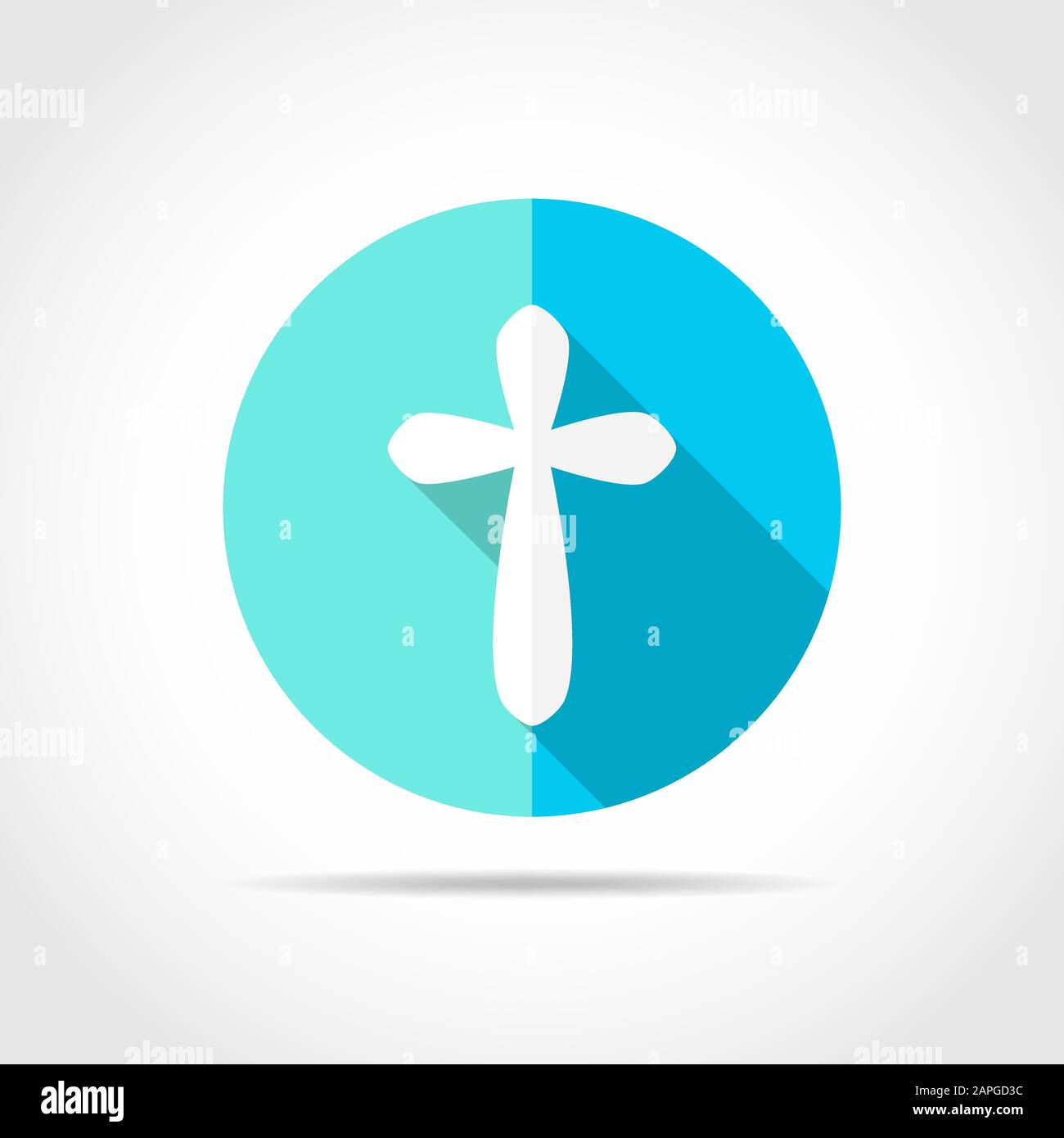 White christian cross in flat design with long shadow. Vector ...