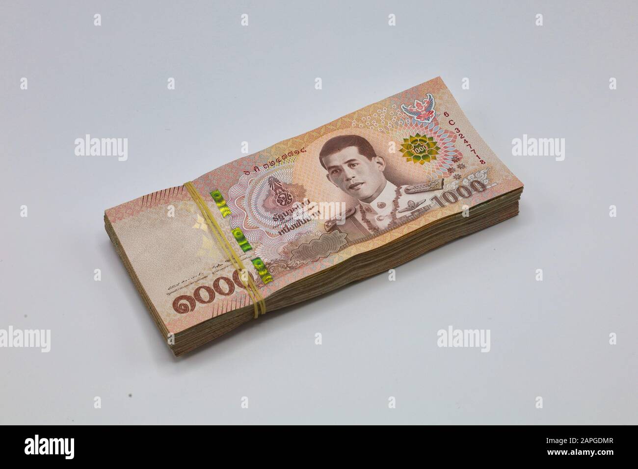BANGKOK/THAILAND - 23th Jan, 2020 : Stacks New Thailand money bank note value 1000 baht. Stock Photo